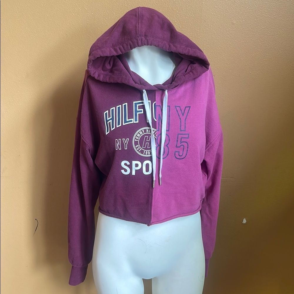 Tommy Hilfiger Magenta Cropped Hoodie size Sm
